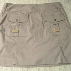 Michael Kors Size 6 Tan Khaki Mini Skirt Flap Pocket Brass Button Cargo Gorpcore